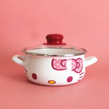Leves Edény Zománc Serpenyő Mini Tej Pörkölt Edény Cica Konyhai Edények Főzés Indukciós Tűzhely Gáztűzhely Bébi Élelmiszer Tárolóedény - Image 4