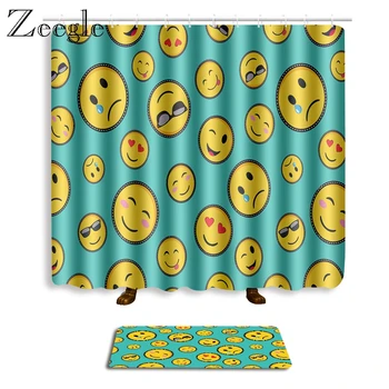 

Zeegle Waterproof Shower Curtain with Bathroom Mat Anti-slip Shower Mat Toilet Floor Rug Water Absorption Foot Mat Washable Mat