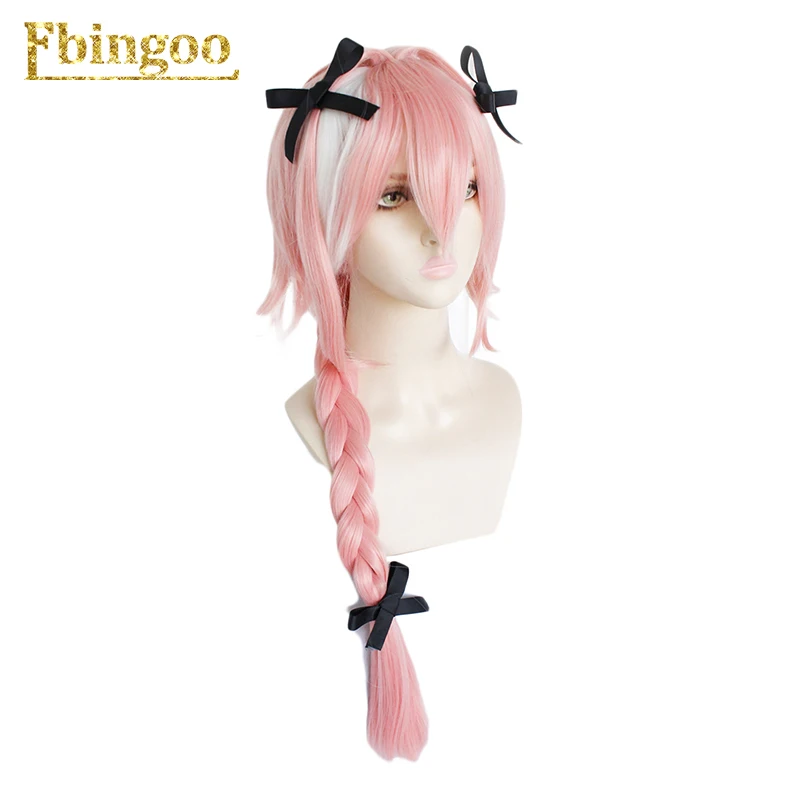 Ebingoo игра Fate apocriph Astolfo Косплей парики длинный Плетеный Розовый Синтетический парик для Хэллоуина Косплей парик+ 3 Черная Шпилька-бант