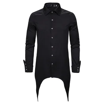 

Fashion Black Gothic Steampunk Shirt Men Hipster Evening Party Blouse Victorian Renaissance Prom Shirts Men Camisa Masculina XXL