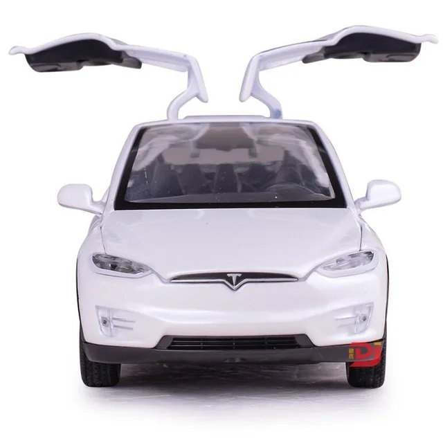 Горячая Распродажа 1:32 Масштаб Tesla модель х сплав модель автомобиля 4 цвета звук и свет оттяните модель автомобиля мальчики подарок на день рождения коллокации - Цвет: white