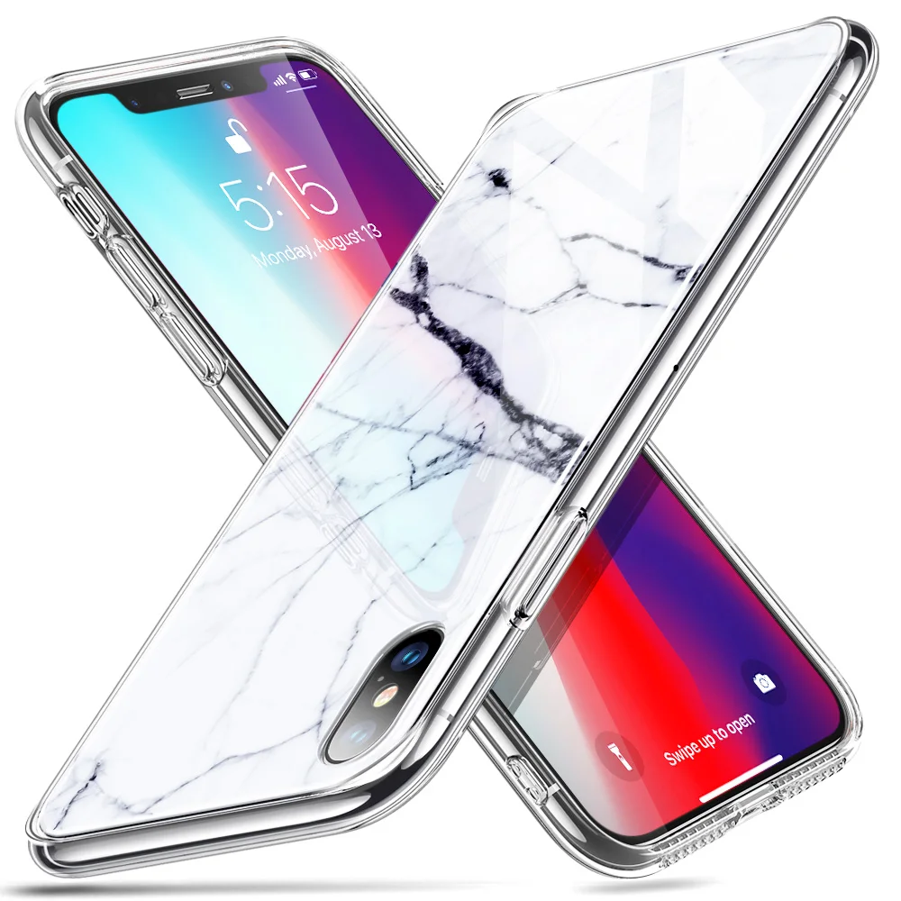 Чехол из закаленного стекла ESR с мраморным рисунком для задней панели iphone XS XR XS Max с полным покрытием, чехлы с закаленным стеклом - Цвет: White