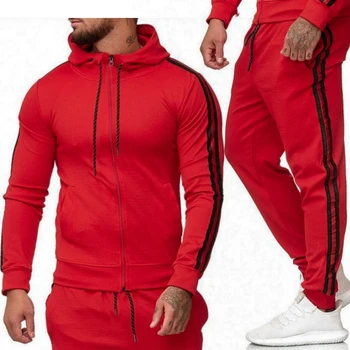 

Brand Tracksuit Men 2019 Fashion Side Track Long Sleeve Sweatshirt Joggers Pants Hip Hop Sportswear 2pcs Ensemble Homme