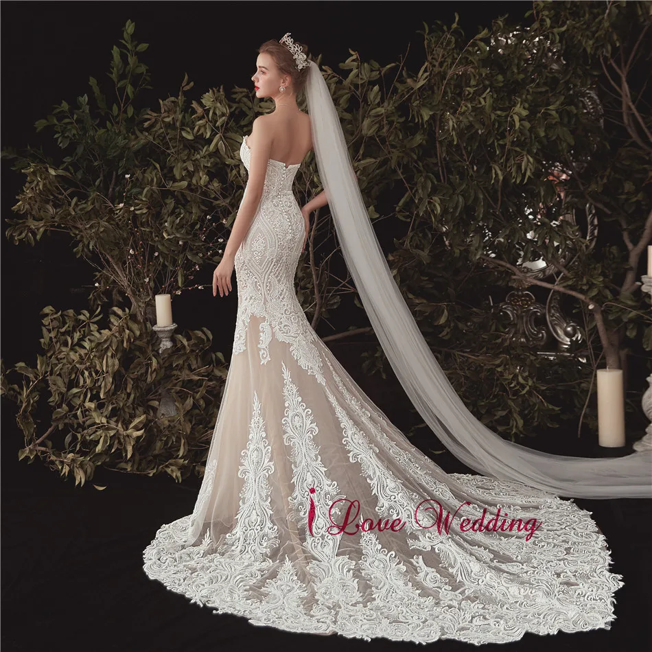 Vestido de novia, милое кружевное свадебное платье, Обнаженная Подкладка, Русалка, роскошное свадебное платье, элегантное свадебное бохо-платье