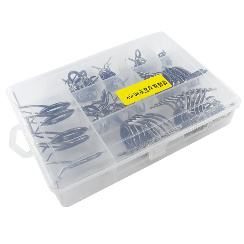 

75 or 85 pcs Mixed Stainless Steel Guide Ring Fishing Accessories Fishing Rod Wire Ring Tip Set Kit Strong Eye Rings for Lure