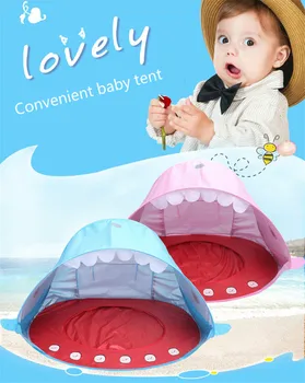 

Beach Tent Sunshelter Shark Shape Play Tent with Pool Kids Outdoor Toys Camping Sunshade Awning UV-protecting