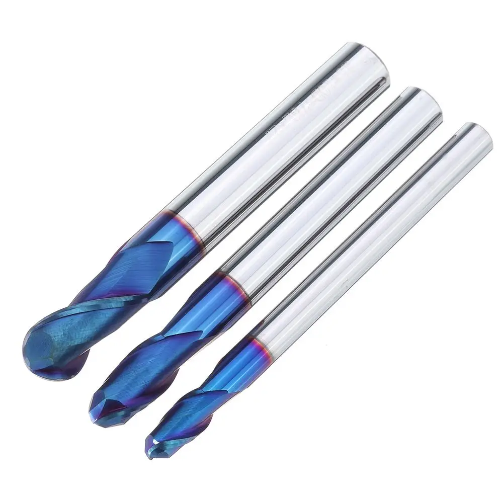 DANIU R3/R4/R5 2 Flutes Ball Nose End Mill HRC60 Blue NaCo Coating Tungsten Steel Carbide CNC Milling Cutter End Mill Tool