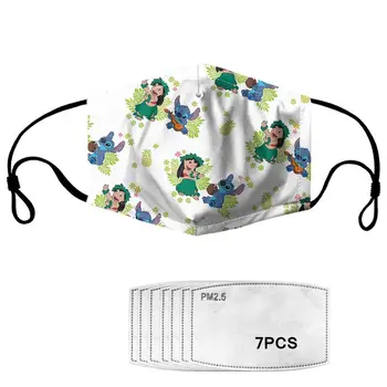 

2020 Dust-proof Mask Customized Lilo Stitch 7PCS Filters Mask Kids Girl Women Winter Health Prevent Infection Dropshipping