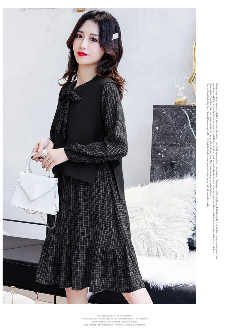 Fashion Womens Breastfeeding Dresses Autumn Winter Maternity Pregnant Nursing Dress 2 Pcs Long Sleeve Ruffles Pregnancy Clothes (8)
