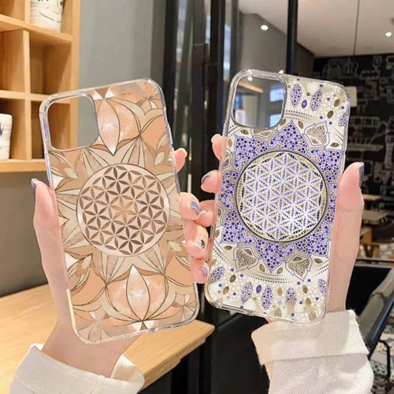 iphone 11 Pro Max leather case Flower of Life in Lotus Phone Case For iPhone 11 12 Mini 13 Pro XS Max X 8 7 6s Plus 5 SE XR Transparent Shell phone cases for iphone 11 Pro Max 
