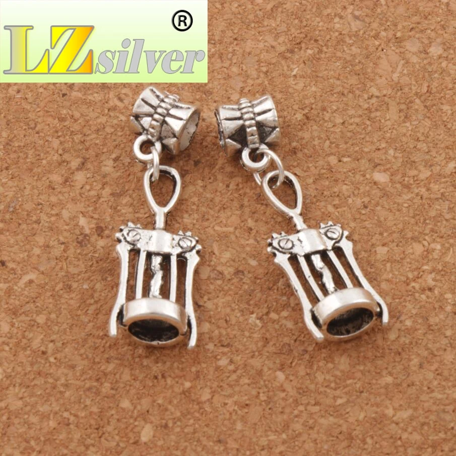 Ine Corkscrew Opener Big Hole Beads 37.7x11.3mm 100pcs Zinc Alloy Dangle Fit European Bracelets Jewelry DIY B285