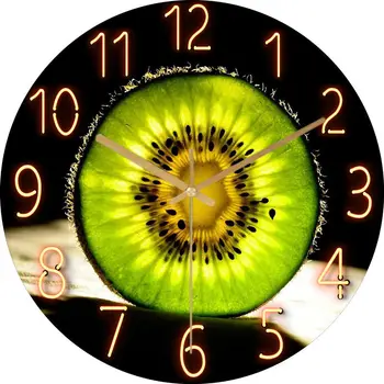 

Fruit Wall Clock Personality Creativity Design Fruit Party Quartz Wall Clock Thin Section Tempered Glass Wall Decoration G039