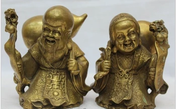

ZSR 1018++++++5" China Fengshui Brass Longevity father-in-law mother-in-law God Statue Pair
