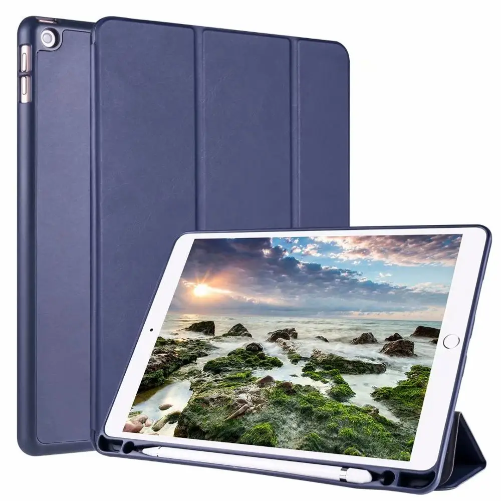 Dark Blue Тонкий чехол для iPad 10,2, 7-й чехол с держателем, A2197 A2200, Магнитный умный силиконовый чехол с функцией автоматического сна для iPad 10,2, чехол-карандаш - Цвет: Dark Blue