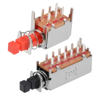 

uxcell 5/10/15/20pcs Push Button Switch Latching DPDT 3/6/12 Pin 1 Position Self-Locking Straight Through Hole