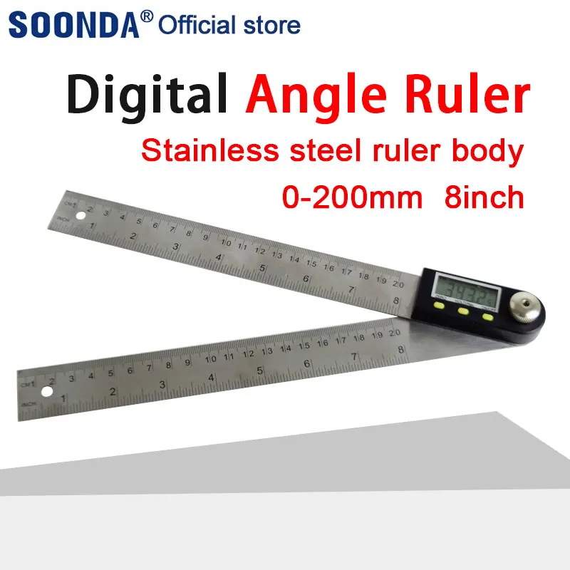Black eSynic Angle Finder Tool 8 Inch/200mm Digital Angle Finder Protractor With Zeroing Resetting Data Holding LCD Display for Woodworking,Construction,Repairing etc Angle Finder 