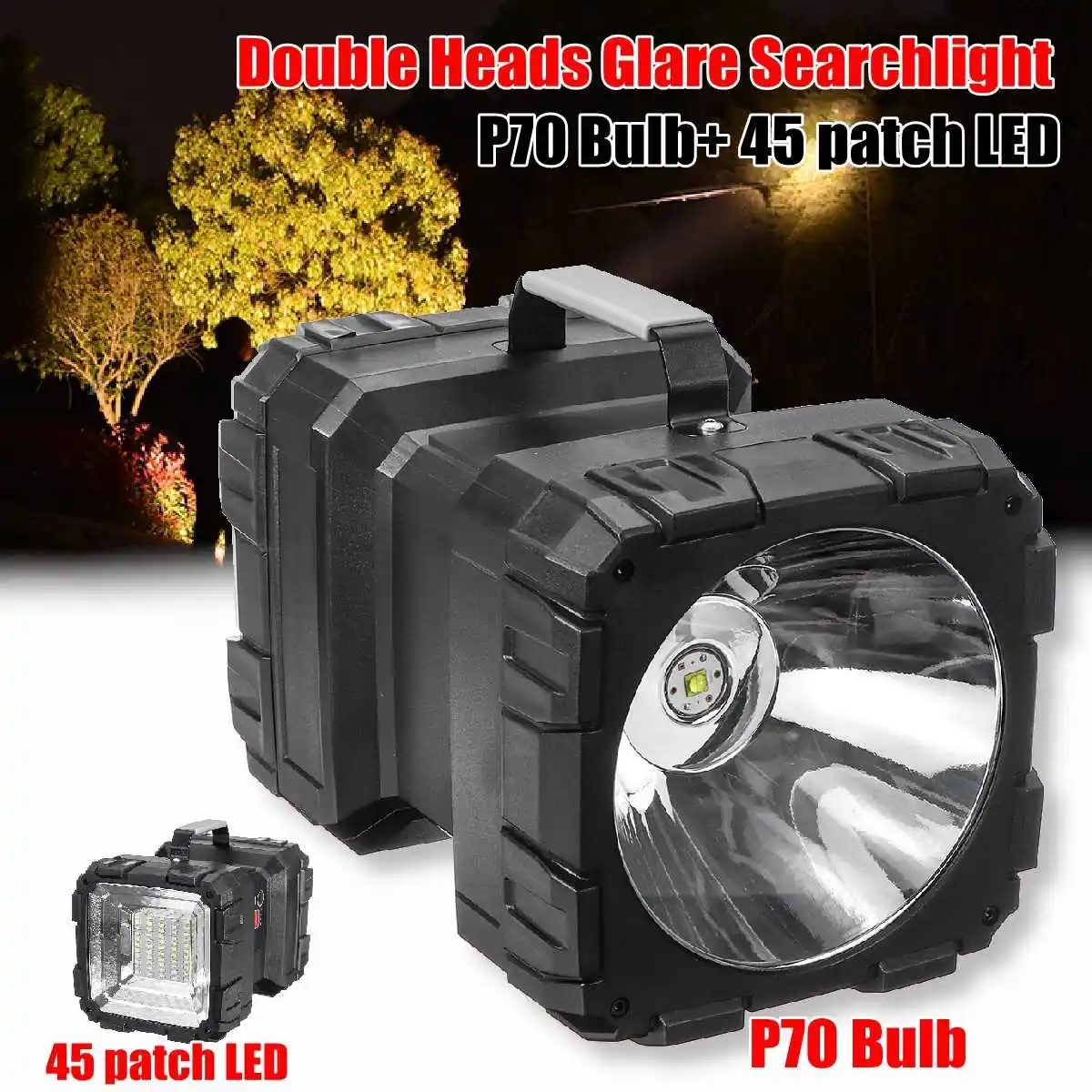 

20000lm Smuxi Portable Work Lamp L2P70 COB LED Double Head Glare Searchlight flashlight Worklight 4 modes Rechargeable use 32650
