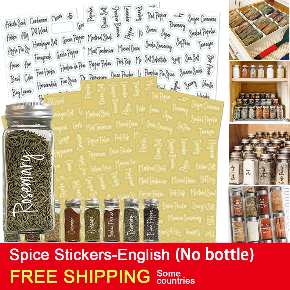 Transparent Spice Labels Preprinted Waterproof Black White Letter Kitchen Jars Stickers For Cans Self-adhesive Labels Seasoning - Spice Stickers - AliExpress