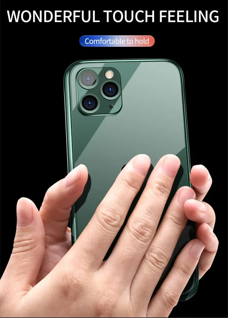IHaitun роскошный стеклянный чехол для iPhone 11 Pro Max чехол s Мягкий край ультра тонкий прозрачный стеклянный чехол для iPhone XS MAX XR X 10 7 8
