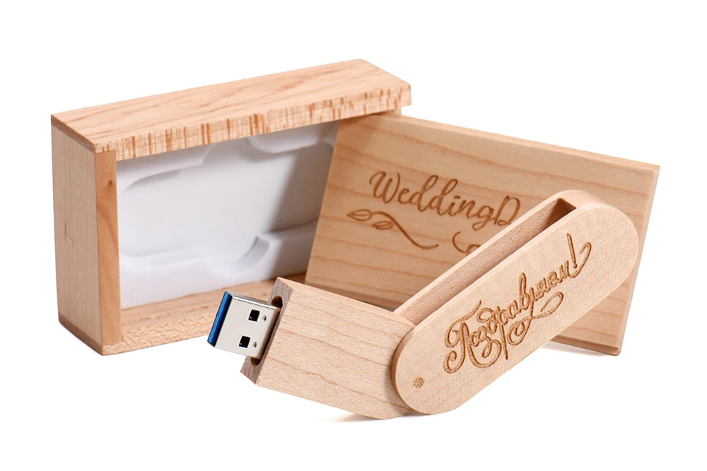 JASTER USB 3,0 с логотипом на заказ вращающийся деревянный usb+ коробка USB флэш-накопитель 8 Гб 16 г 32 Гб карта памяти фотография свадебный подарок