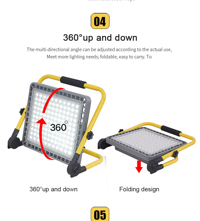 100W LED Floodlight Outdoor LED Reflector Building Light Bouwlamp Rechargeable Spotlight  18650 Battery uv flood light