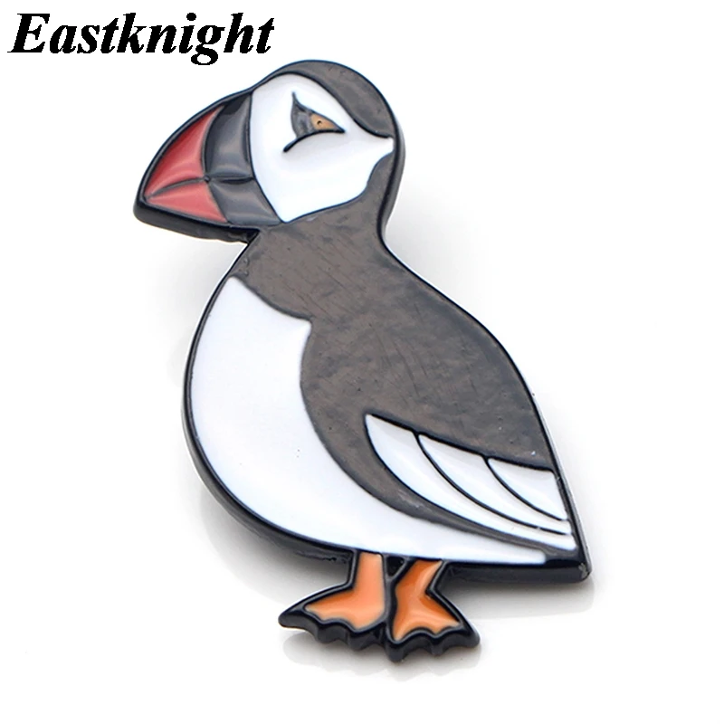 K50 Милая Puffin морская птица металлическая Глянцевая булавка и броши для женщин
