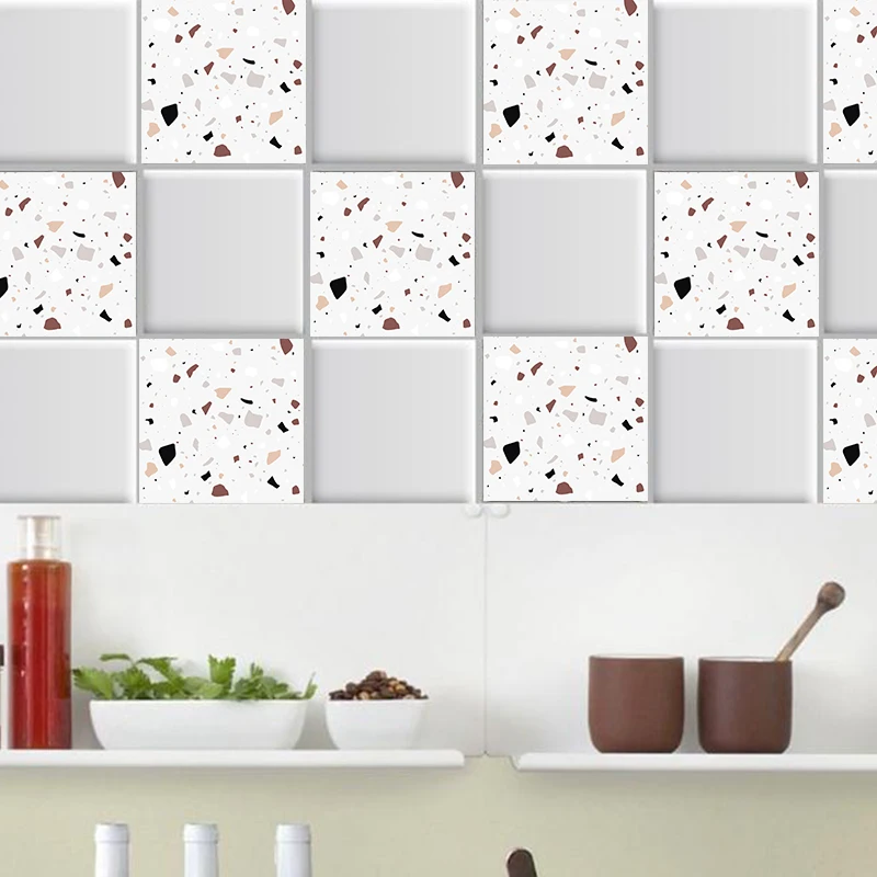 

White Grey Marble Mosaic Stick Wall Tile Self adhesive Backsplash DIY Kitchen Bathroom Home Wall Decal Sticker Nordic