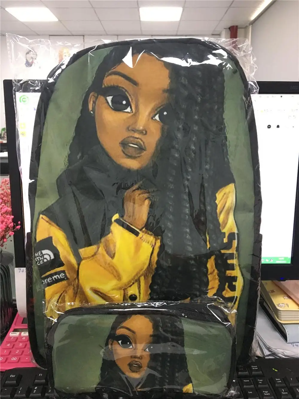 Melanin afro black girls printing school bags for kids pcs primary school bag set children african