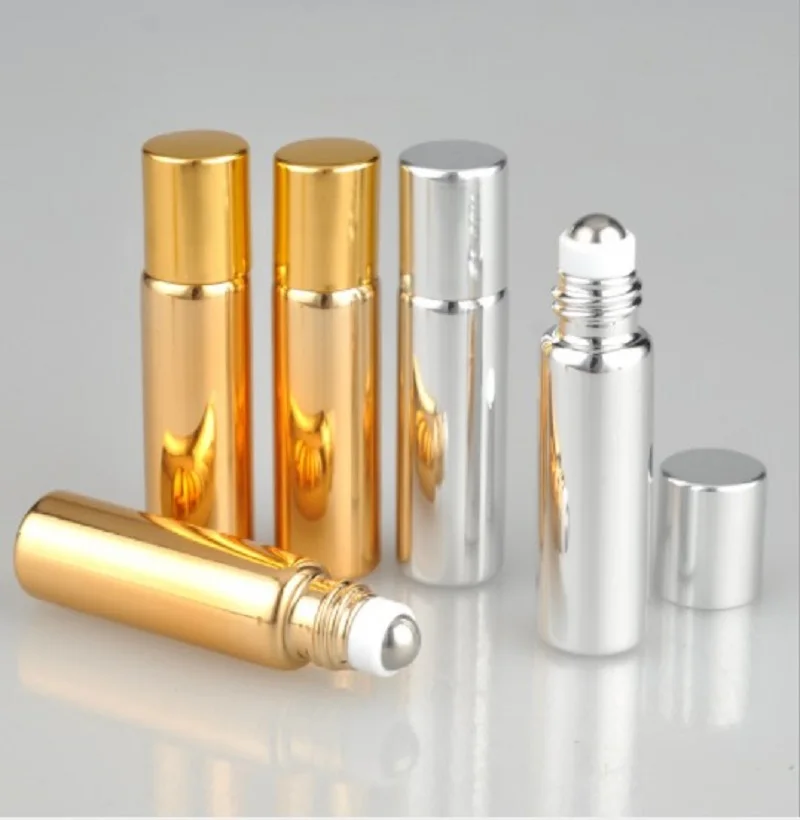 5ML Metal Roller Refillable Bottle Essential Oils Roll-on Glass Perfume Bottles Cosmetics Container Travel lotion Spray Atomizer antique metal perfume bottle arabic style essential oil rollerball container