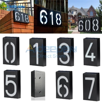 

LED Digital Solar Power Light Sign House Number Doorplate Door Number Address Digits Wall Mount Number With Battery For Home