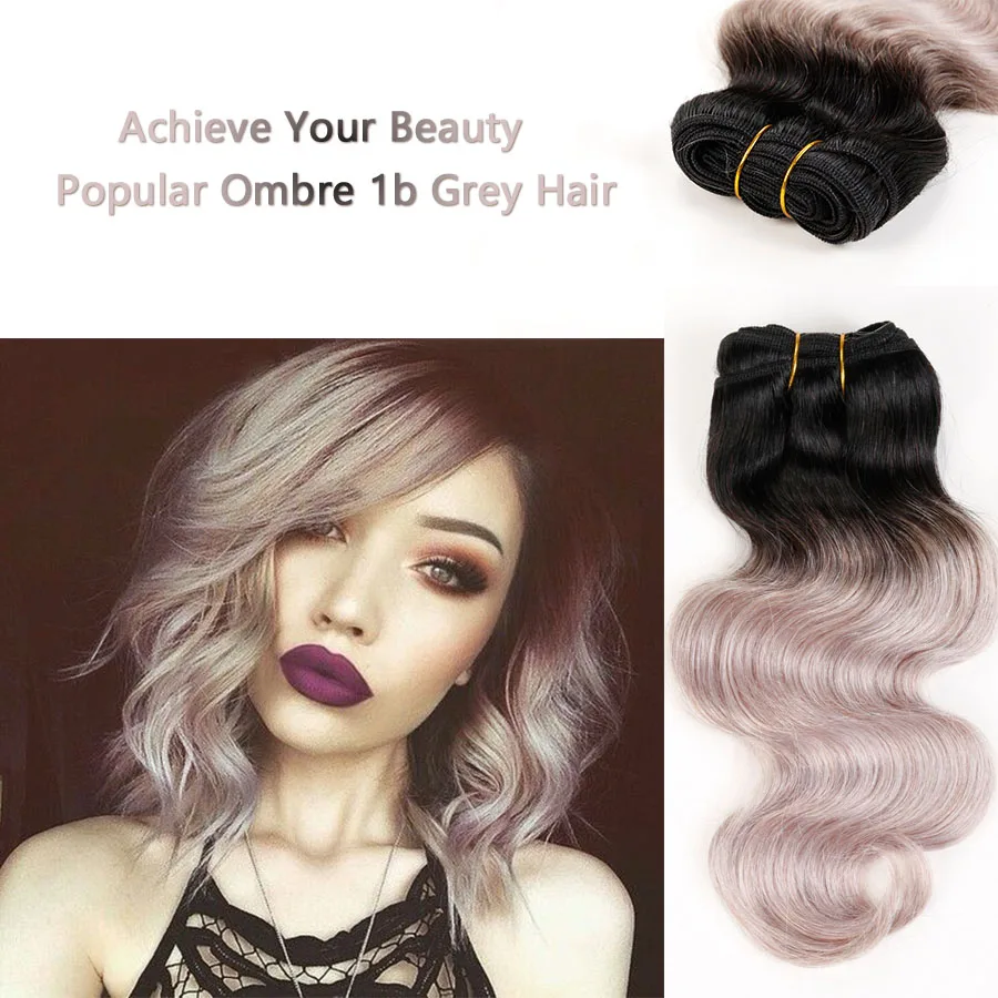 

Human Hair Bundles Ombre Blonde Grey Body Wave Two Tone Ombre Hair Weave Bundles Remy Human Hair Extension Bobbi Collection