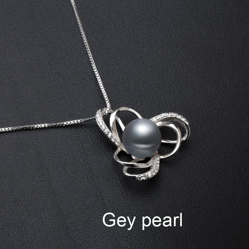 Очаровательное ожерелье с кулоном из натурального жемчуга для женщин, ожерелье с кулоном из белого 925 пробы серебра, подарок на день рождения для девочки - Цвет камня: grey pearl pendant