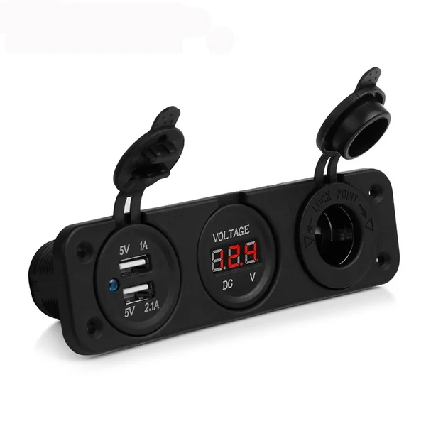 

GZYOCN Dual USB Car Cigarette Lighter Socket And Car Charger With LED Digital Display Voltmeter