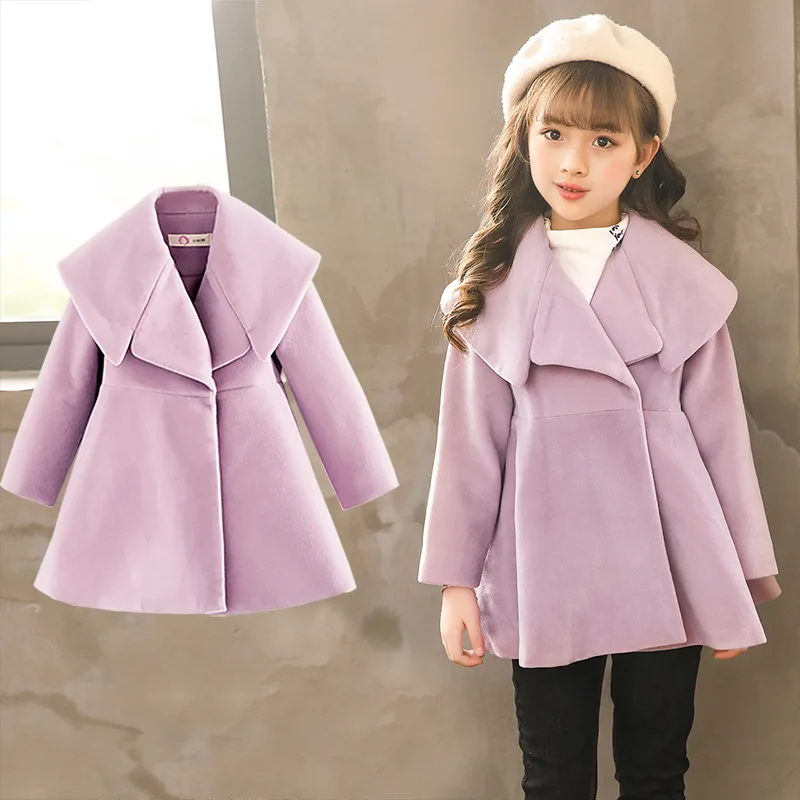 

Girls Woolen Jacket Fall And Winter Clothes 2017 New Style Children Korean-style Thick Little Girl Winter Princess Woolen Overco