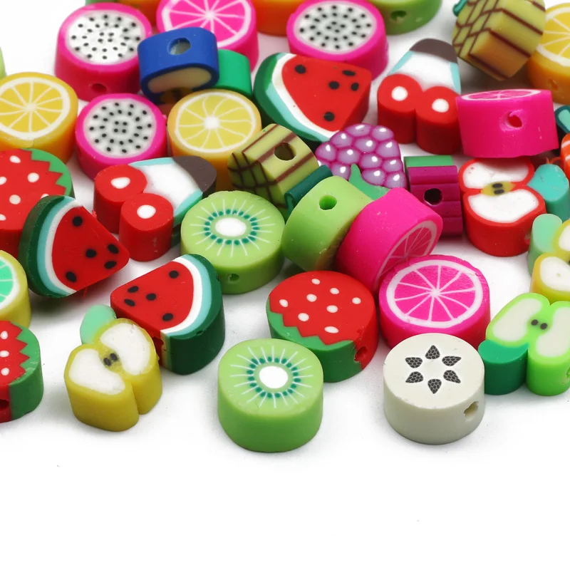 Polymer Clay Beads 20/50/100pcs Mixed Fruit Polymer Clay Spacer Beads For Jewelry Making Necklace Bracelet Earrings Accessories DIY Handmade Crafts