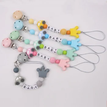 

Silicone Pacifier Chains Safe Teething Chain Baby Teether Chew Eco-friendly Pacifier Clips Holder Chain Not customizable