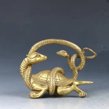 

Chinese Brass Handwork Carved Tortoise & Snake Statue