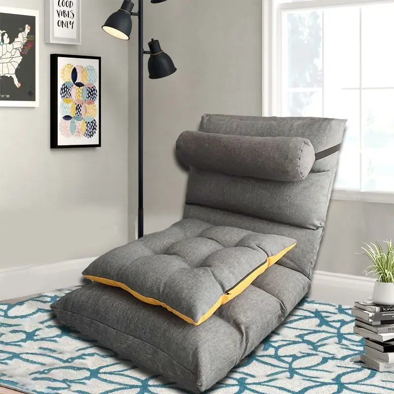 Lazy Sofa With Cushion And PillowTatami Folding Furniture Single Small Chaise Lounge Living Room Esports Game Seat Home Chair