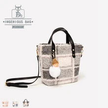 Зимние женские сумки, сумки-тоут, бархатные клетчатые женские дизайнерские роскошные сумки на плечо, Сумка с верхней ручкой, кожаная сумка-мессенджер высокого качества