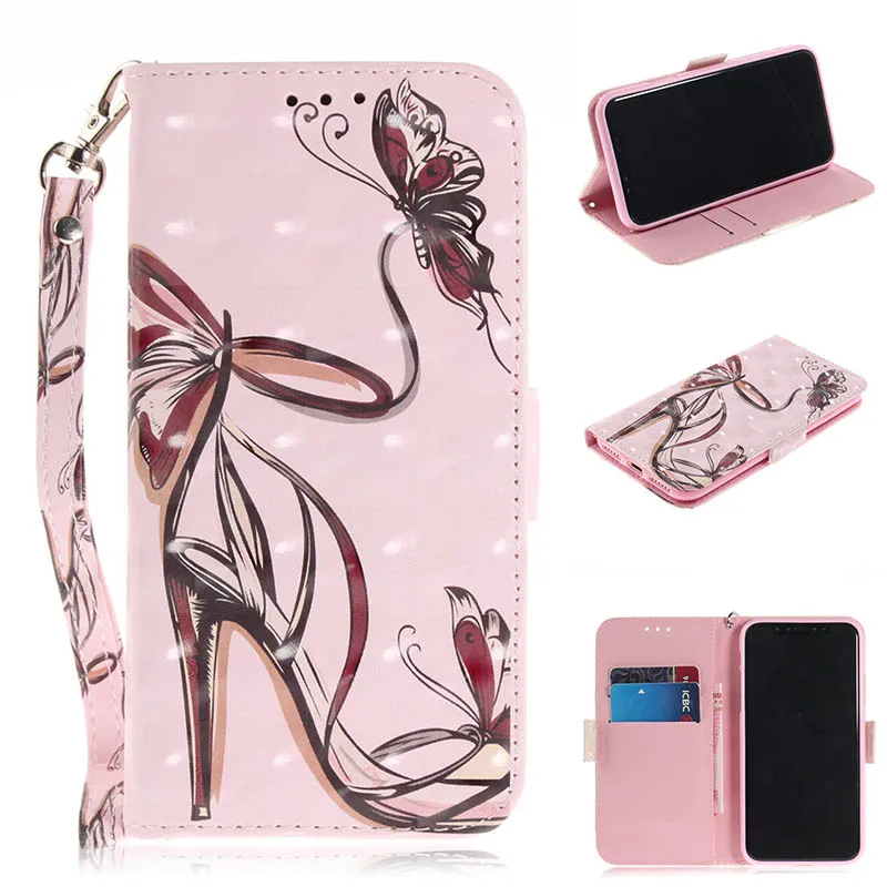 Butterfly High Heels Кожаный чехол для телефона для samsung Galaxy J3 J4 Plus J6 Prime J8 J5 J7 Pro S8 A8 A6 A7 A9 Чехол-книжка с бумажником кожаный Капа для B42 - Цвет: Butterfly High Heels