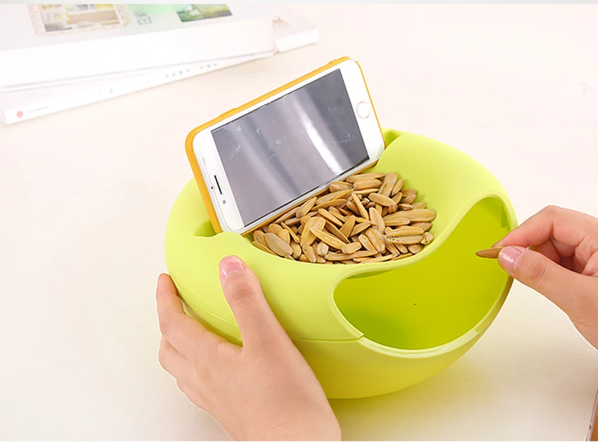 2 In 1 Lazy Snack Bowl With Phone Stand Holder-Pack Of 2