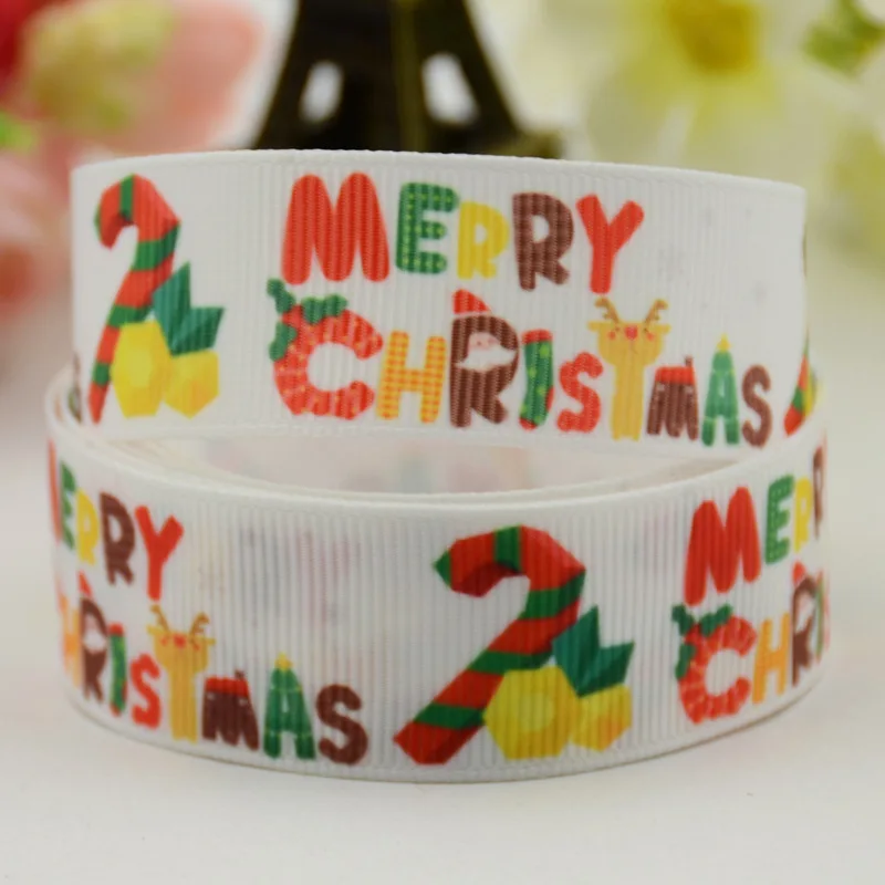 1 &quot25 мм 1-1/2&quot 38 100 ярдов веселого Рождества мультфильм напечатанный Grosgrain ленты