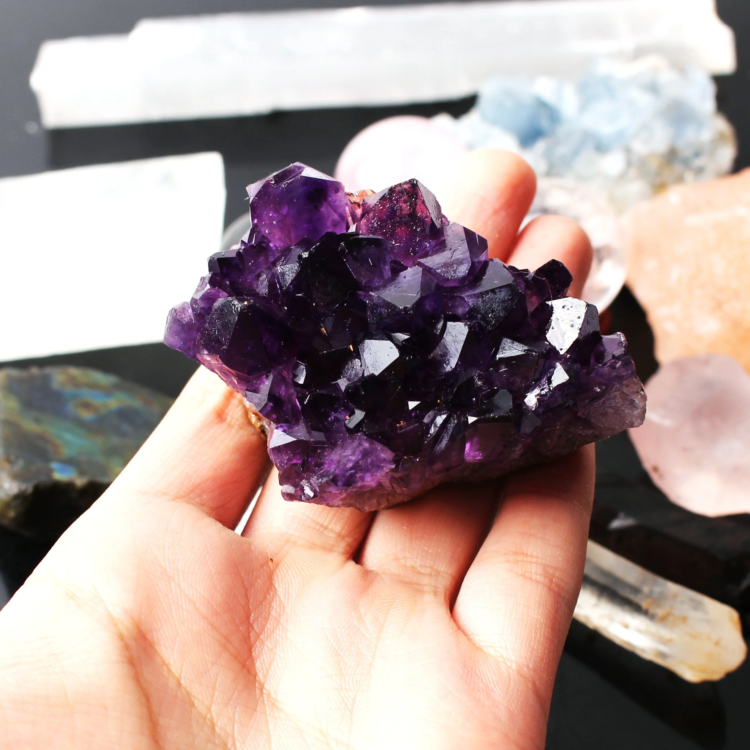 1 комплект 14 шт. натуральный хрустальный шар Аметист Небесный кластер ...