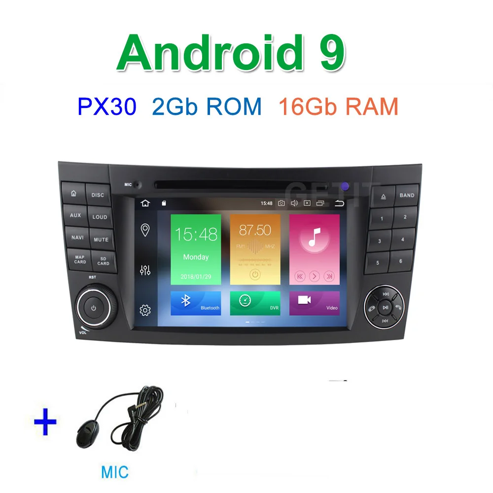 PX6 Автомобильный DVD стерео Мультимедиа Радио Android 9 для Mercedes Benz e-класс W211 E200 E220 E300 E350 E240 E270 E280 CLS класс W219 - Цвет: PX30 2G 16G
