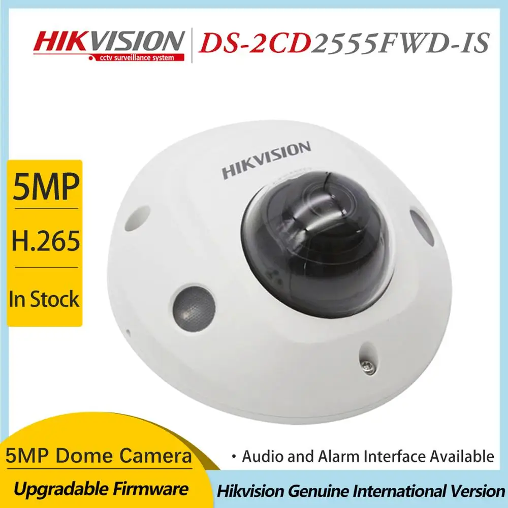 Hikvision DS-2CD2555FWD-IS 5 MP EXIR Fixed Mini Network Dome Camera лифтовая камера H.265 MicroSD Card Slot 120dB True WDR |