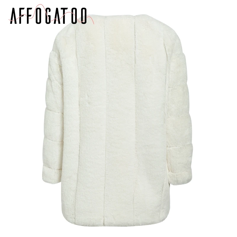 Affogatoo Fashion thick faux fur coat women Elegant Luxury autumn winter female warm overcoats furry jacket ladies plus size 5XL