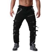 Autumn winter men fashion bandage hip hop punk cargo pants nightclub stage costume men casual hiphop streetwear joggers big size