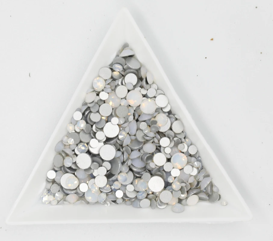 White Opal Glass 3D Nail Art Decorations ss3 ss4 ss5 ss6 ss8 ss10 ss12 ss16 ss20 ss30 ss34 Crystal Nails Non HotFix Rhinestones all sizes fluorescence glass nail art non hotfix rhinestones ss4 30 strass nail art decorations rhinestones luminous crystal ab