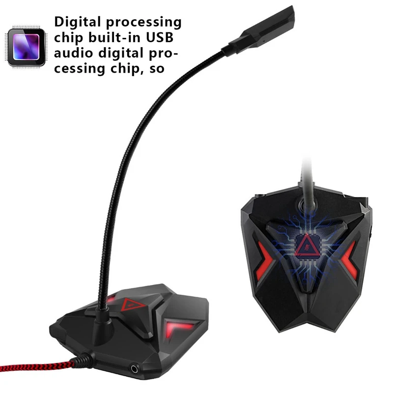 USB Computer Game Microphone Gooseneck Condenser Microphone Braided Line Microphone Can Be Connected to Headphones