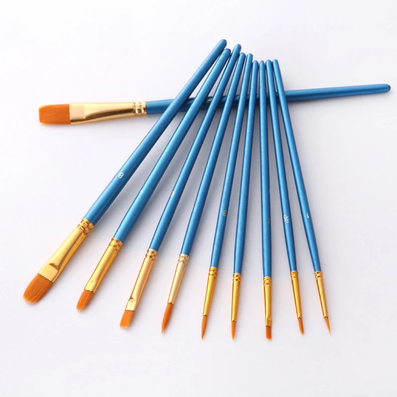 

Nylon Hair Painting Brush 10Pcs/Set painting by numbers Tool brushes Watercolor Gouache Paint Brushes Different Shape Round Tip